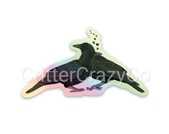 Holographic Crow Love Sticker - holographic sticker - Love Birds - Mystic stickers - cute crow stickers