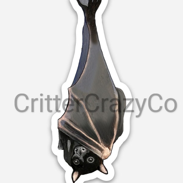 Black Fox Bat Sticker, Medium size