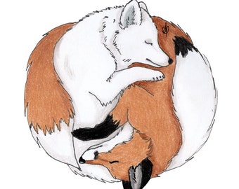 Yin Yang Fox Sticker