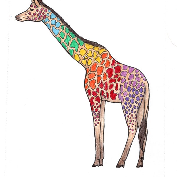 Rainbow Giraffe Sticker