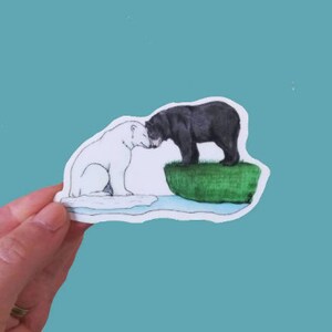 Polar Bear and Black Bear Uniting Sticker