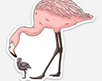 Flamingo with Baby Sticker