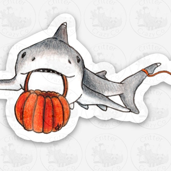 Halloween Shark Sticker, waterproof vinyl sticker