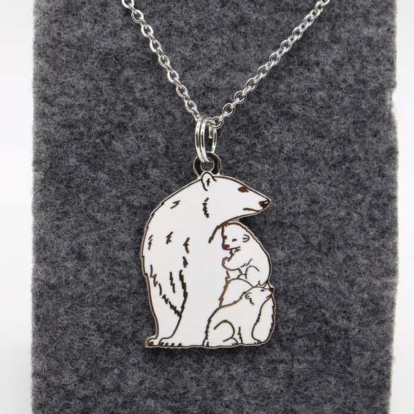 Polar Bear Enamel Necklace