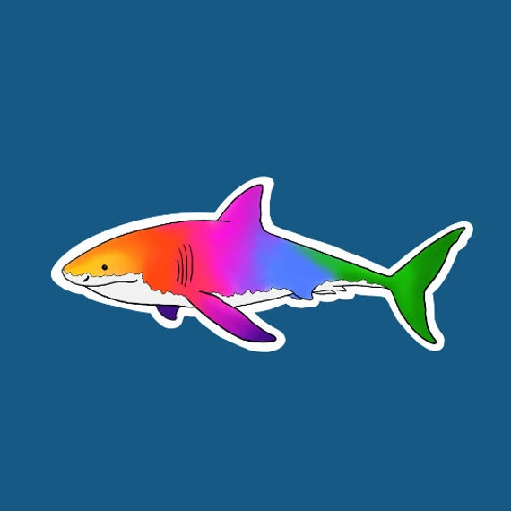 Rainbow Shark Sticker, waterproof and made from high quality vinyl