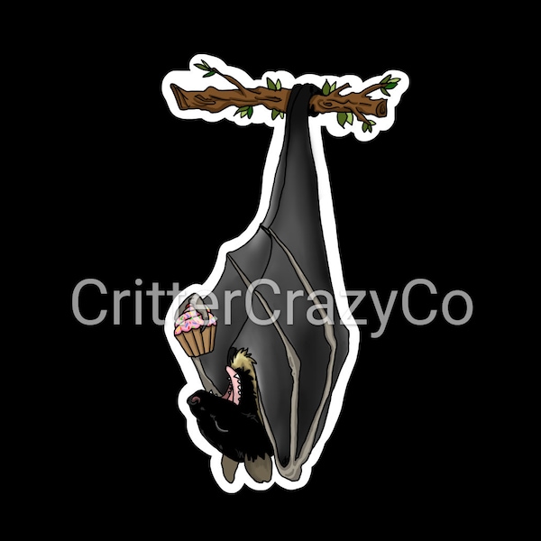 Bat with Cupcake Sticker, waterproof sticker and made from high quality vinyl