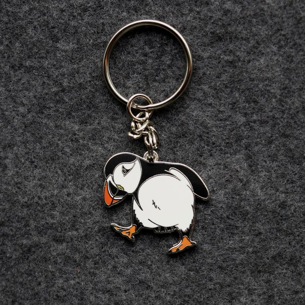 Enamel Puffin Keychain