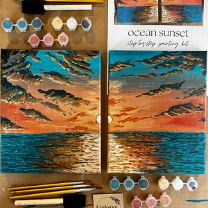 Ocean Sunset Date Night Paint Kit  | Paint By Number Kit Date Night Ideas