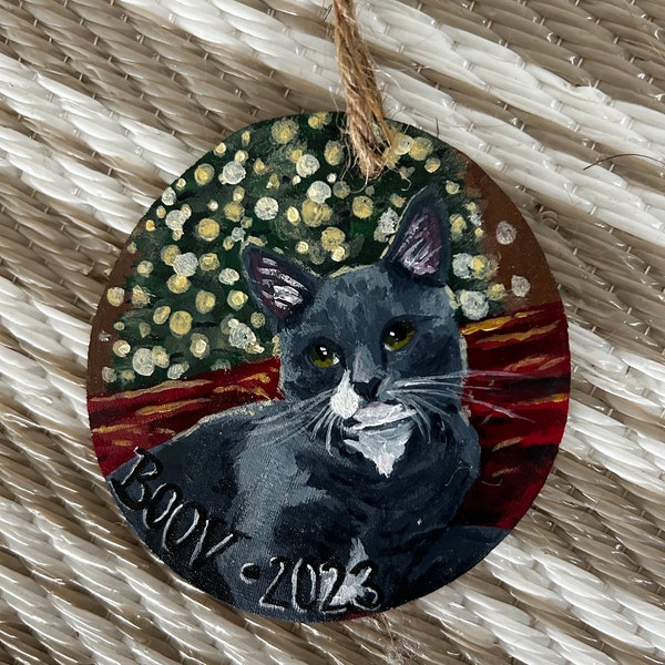 Handpainted Pet Portrait Ornament | Custom Cat Ornament | Custom Dog Ornament | Doodle Ornament