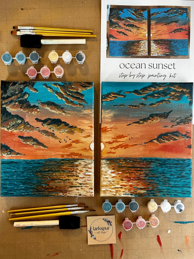 Ocean Sunset Date Night Paint Kit Paint by Number Kit Date Etsy