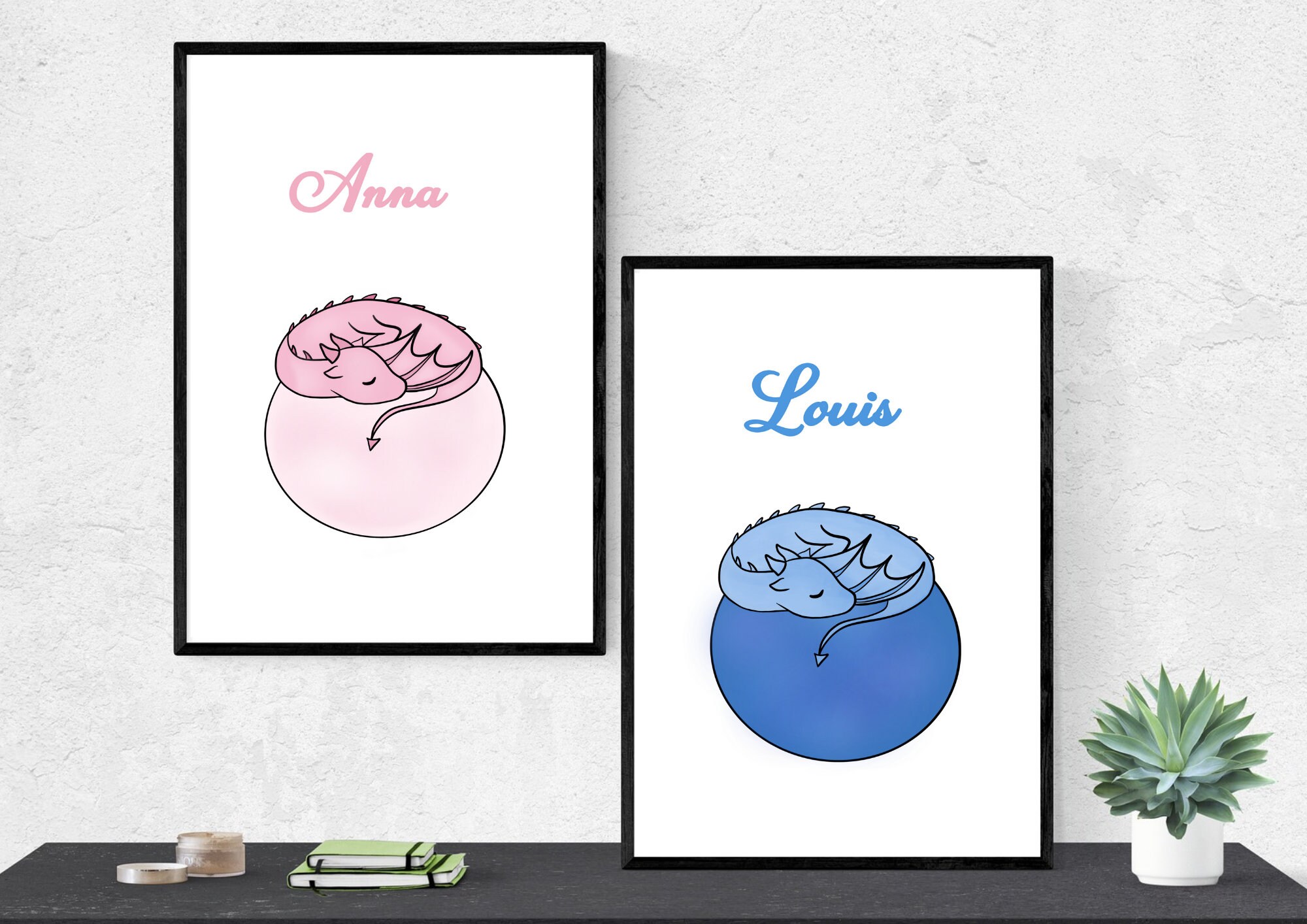 Affiche Naissance Dragon, Poster Naissance, Affiche Prénom Enfant, Personnalisée, Décoration Enfant 