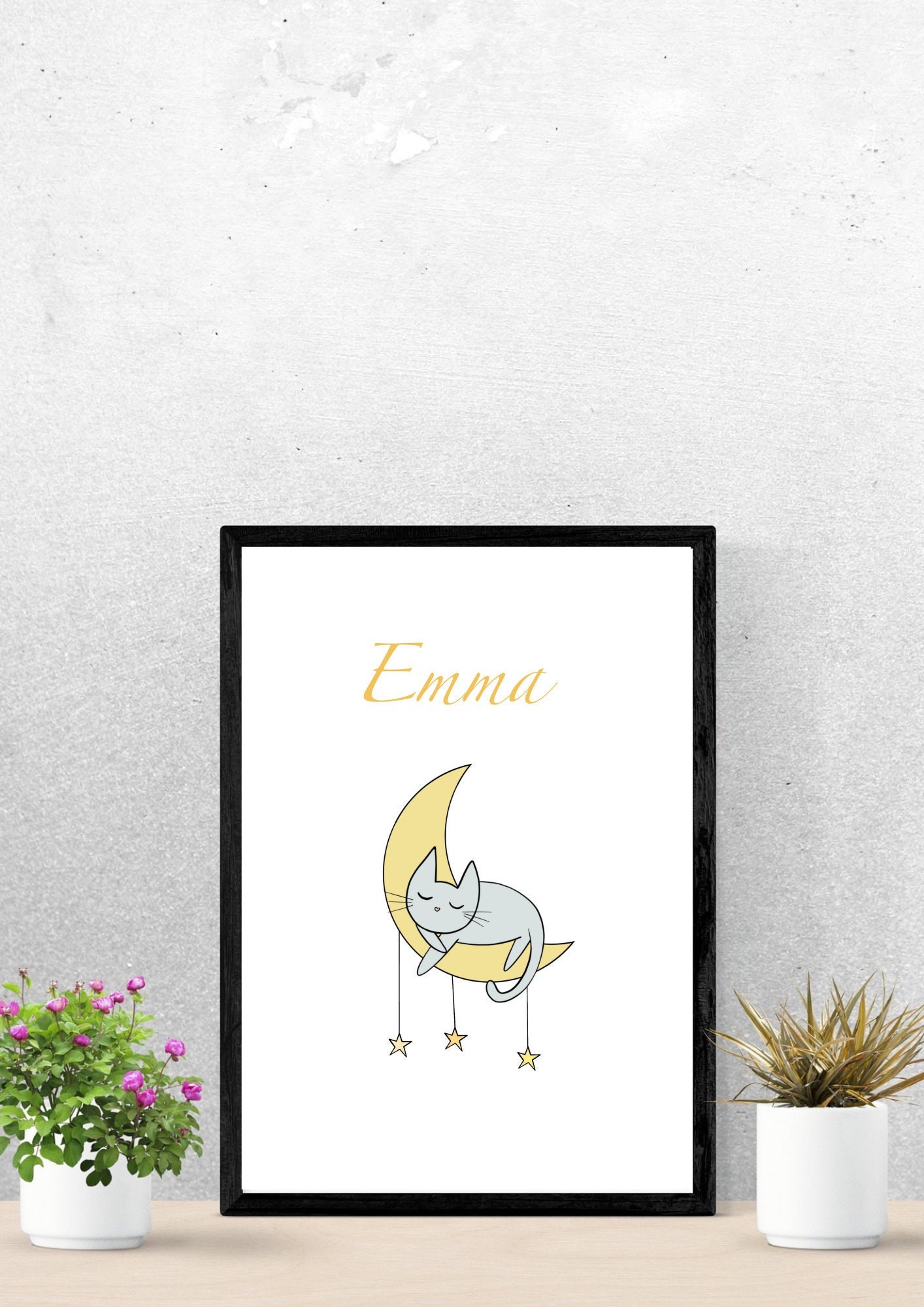 Affiche Naissance Chat, Poster Naissance, Affiche Prénom Enfant, Personnalisée, Décoration Enfant Pe