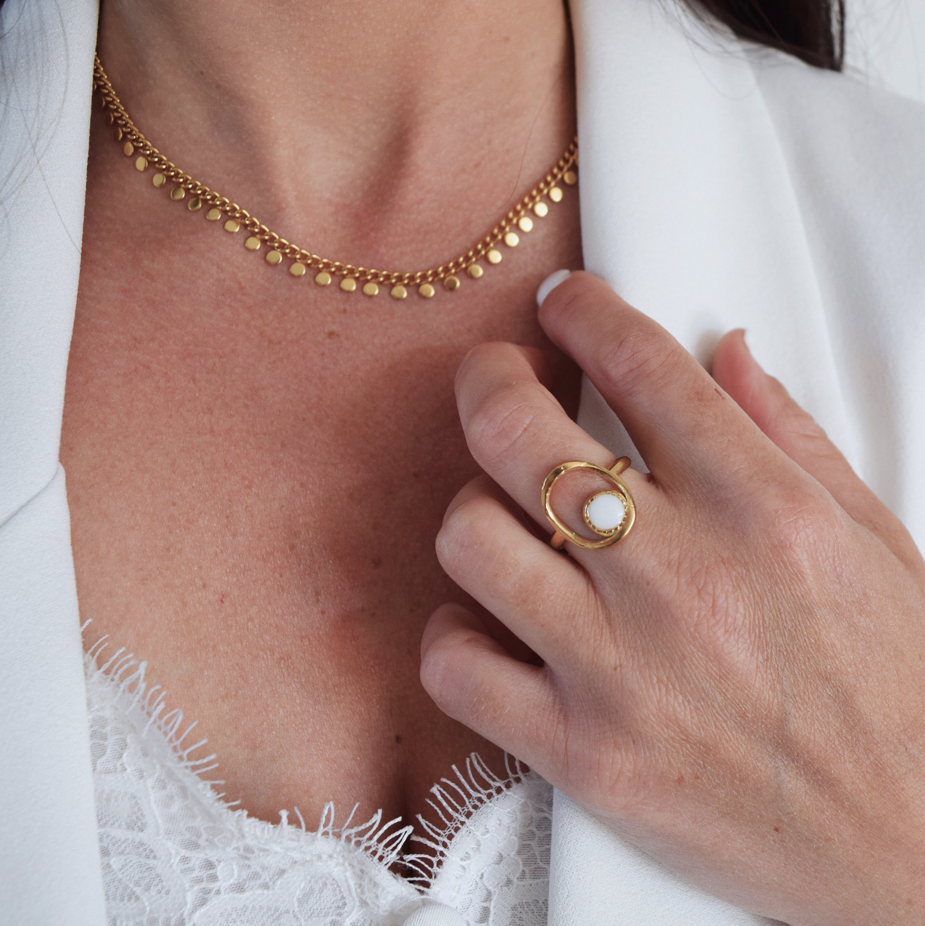 Collier Pampille Rond Court Acier Inoxydable Plaqué Or - Budget Beauté