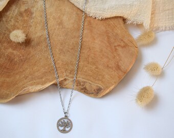 Collier Arbre de vie - collier femme acier inoxydable avec pendentif arbre de vie et chaine simple longueur au choix