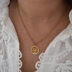 Tree of Life Necklace - Women&#39;s stainless steel necklace with tree of life pendant and simple chain, length of your choice