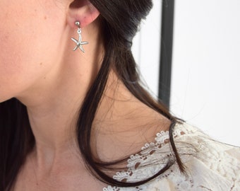Sommer-Ohrringe – Damen-Ohrringe aus Edelstahl mit Seestern-Anhänger – Ohrstecker aus Stahl