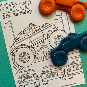 Monster Truck Crayons Party Bag Filler |coloring Page | Kids Gift