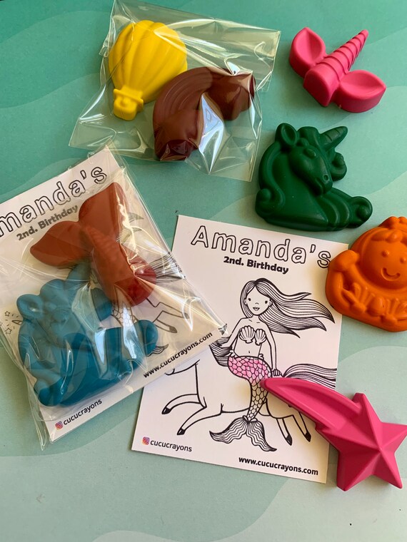 Unicorn Handmade Rainbow Crayons x 4 Boy Girl Gift Party Bag Filler Unique 