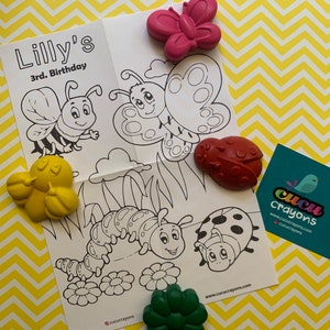 Rainbow Garden Bugs Crayons Party Bag Filler | Coloring Page | Kids | Party Favor | bug crayons | garden Party | Butterfly crayons | ladybug