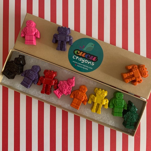 Robot Crayons 8 pieces Set | Kids Birthday Gift | gift | Kids gift | Christmas gift | robot gifts | Stucking Stuffer | Robot Gift set