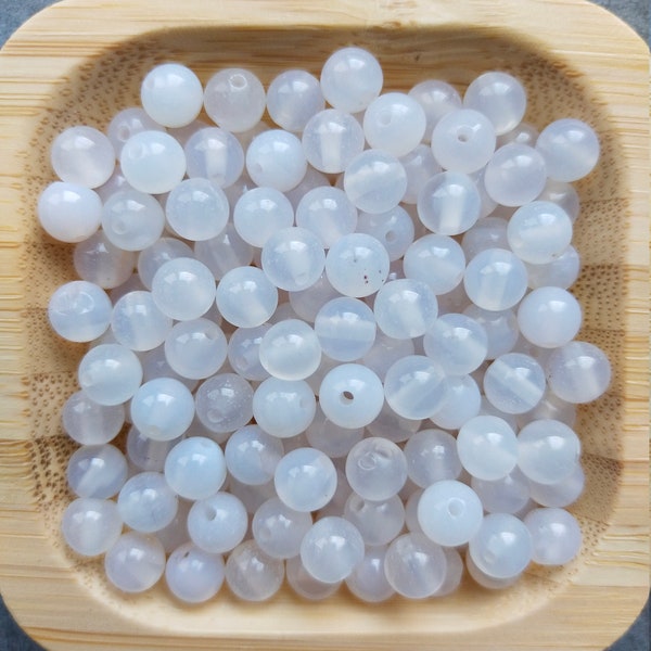 Perles Agate blanche