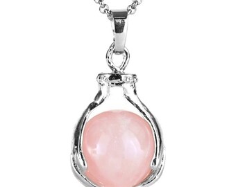 Ball rose quartz pendant