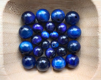 2 Perles œil De Faucon Facettées – 10 Mm – Perçage 2,5 Mm – Pour Création Bijoux – Fabriqué En France