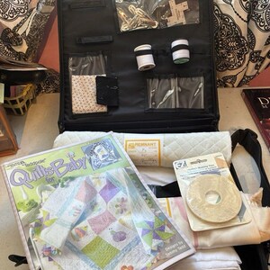 Portable Quilting Organizer Case Kit w Fabric Thread Clips Pattern