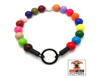 Colorful acrylic beaded dog collar, durable unique pearl necklace for large and medium dogs, slip on collar, acrylic beads, gift for dog