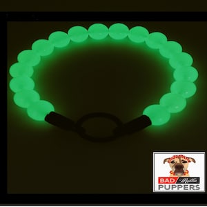 Glow in the dark beaded dog collar, unique pearl necklace for large and medium dogs, bright beads, gift for spring, slip on dog collar