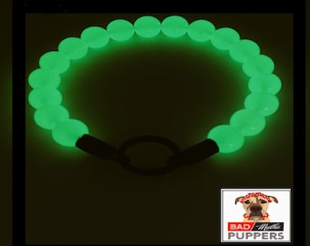 Glow in the dark beaded dog collar, unique pearl necklace for large and medium dogs, bright beads, gift for spring, slip on dog collar