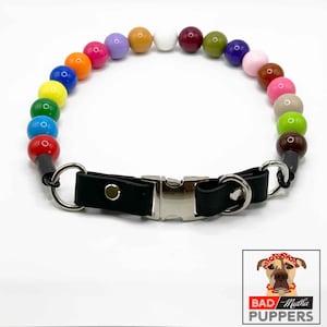 Colorful dog collar, large beaded dog collar, rainbow pearl dog necklace, Boho pet collar, waterproof collar, new puppy gift, boujee dog mom