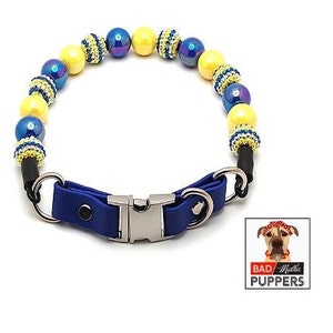 yellow and blue dog collar boy dog accessories for large dogs, Michigan dog collar girl dog necklace for dogs, golden retriever dog mom gift