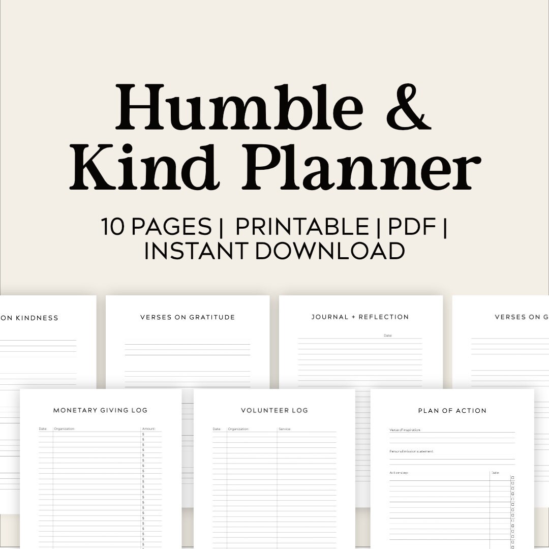 Humble &amp; Kind Planner | Printable Christian Planner | Biblical Planner ...
