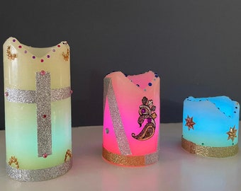 Henna Personalised Decorative LED Candle