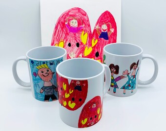 Mug Designed by Your Child - Custom Drawing 11 Oz Mug - Christmas Gift Idea for Parents and Grand Parents - Gift for Mother & Father