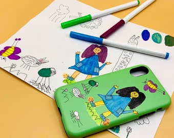 Phone Case Designed by Your Child - Personalized Custom Drawing Phone Cover - iPhone & Samsung - Christmas Gift Idea for Parents