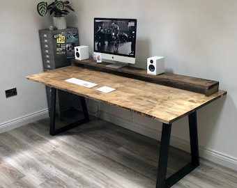 Bespoke Rustic Music Production Desk with Trapezium Legs