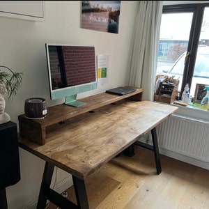 Bespoke Rustic Gaming Desk with A Frame Industrial Legs