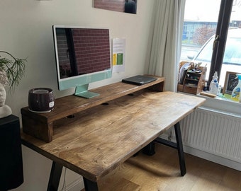 Bespoke Rustic Gaming Desk with A Frame Industrial Legs