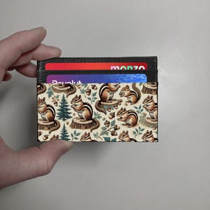 Chipmunk Leather Wallet – Slim Card Holder – Animal Print Wallet – Kids Wallet – Gift for Him – Gift for Her