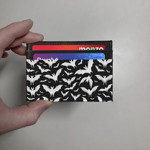 Bat Print Leather Wallet – Slim Card Holder – Animal Printed Wallet – Kids Wallet – Gift for Him – Gift for Her