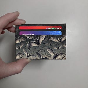 Bat Print Leather Wallet – Slim Card Holder – Animal Printed Wallet – Kids Wallet – Gift for Him – Gift for Her