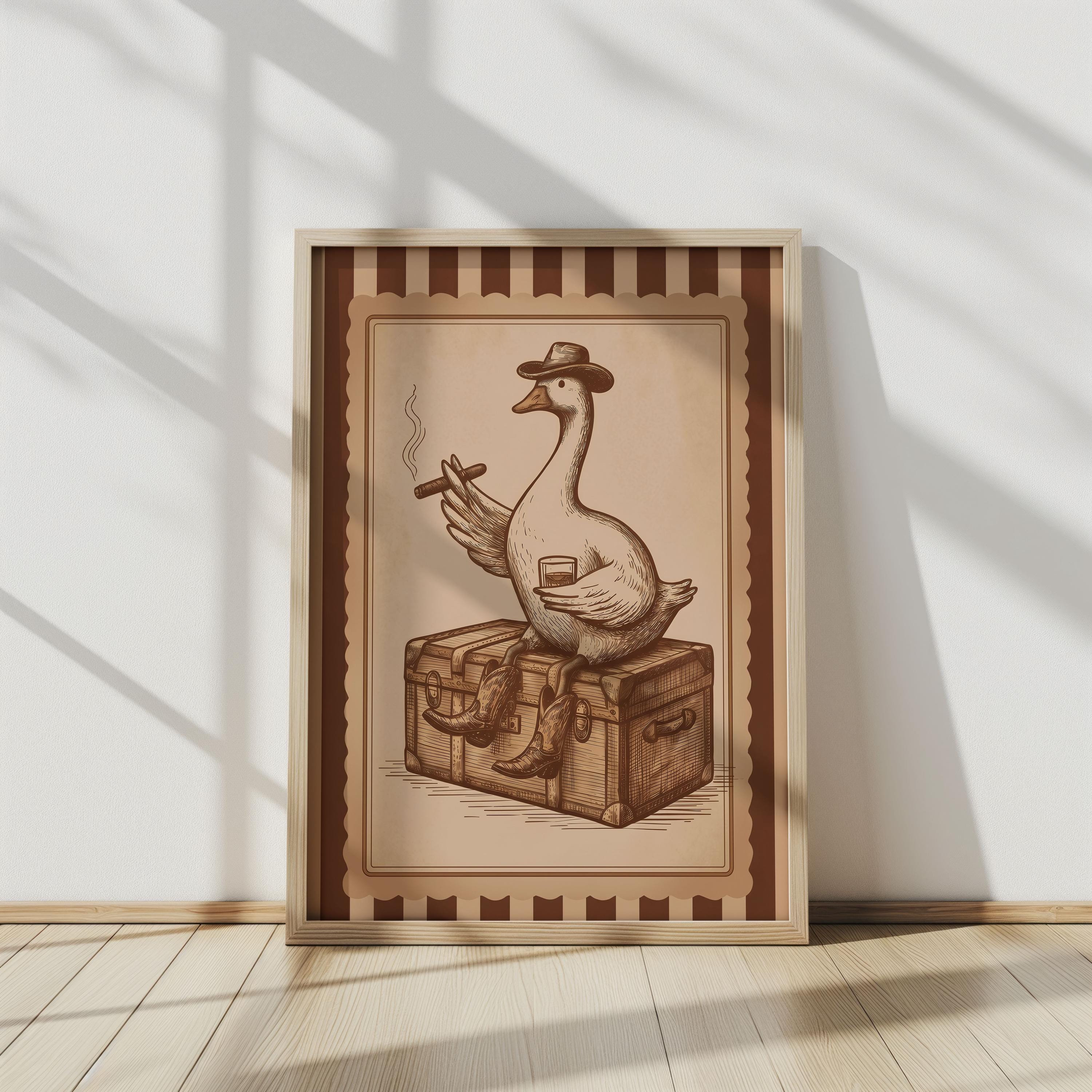 goose smoking a cigarette Portrait Silly Cowboy Goose With Cigarette