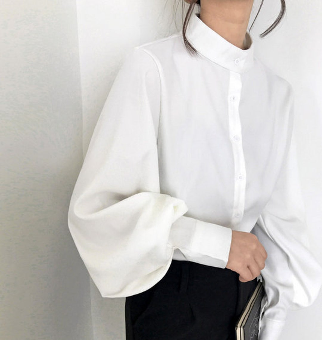 PUFF Sleeves High Neck Long Sleeves Shirt Top Women Office - Etsy