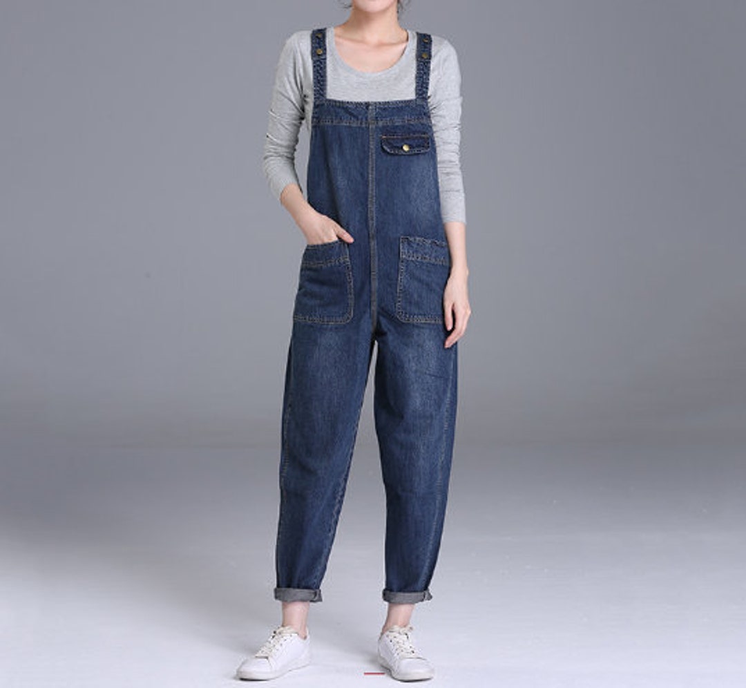 Large Size Jeans Denim Overalls Jumpsuits - Etsy