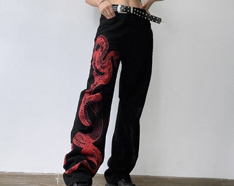 Snake Print Jeans - Etsy
