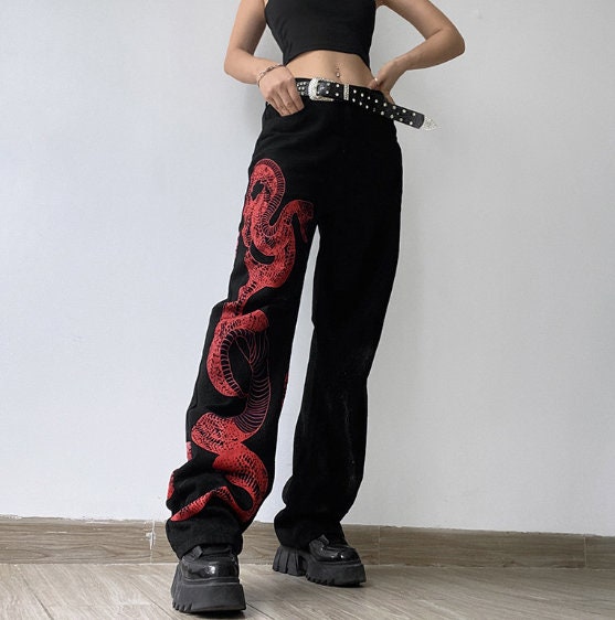 mens jeans with dragon design