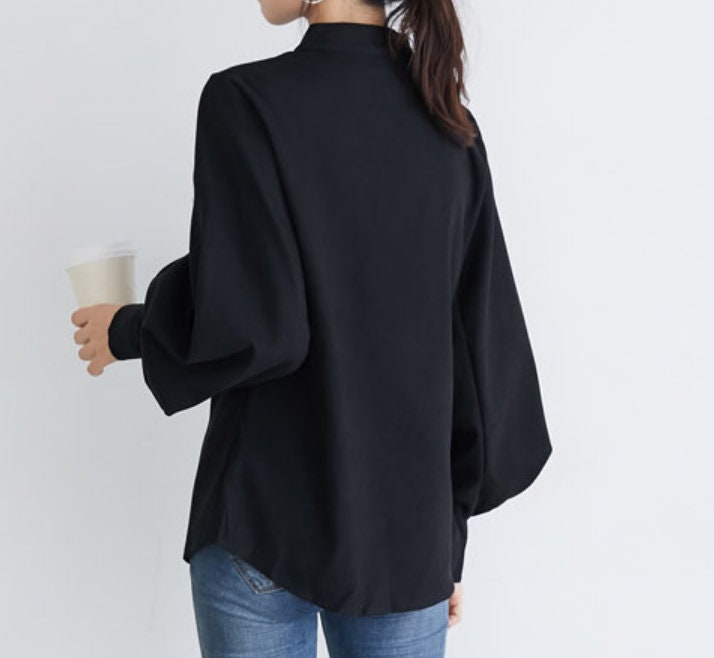 PUFF Sleeves High Neck Long Sleeves Shirt Top Women Office - Etsy