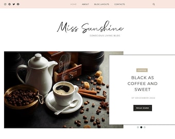 WordPress Theme for Blog |  Feminine Theme | Bloggers Style | Minimal WordPress Theme | Fashion Theme | Theme for Coaches | Simplistic Theme